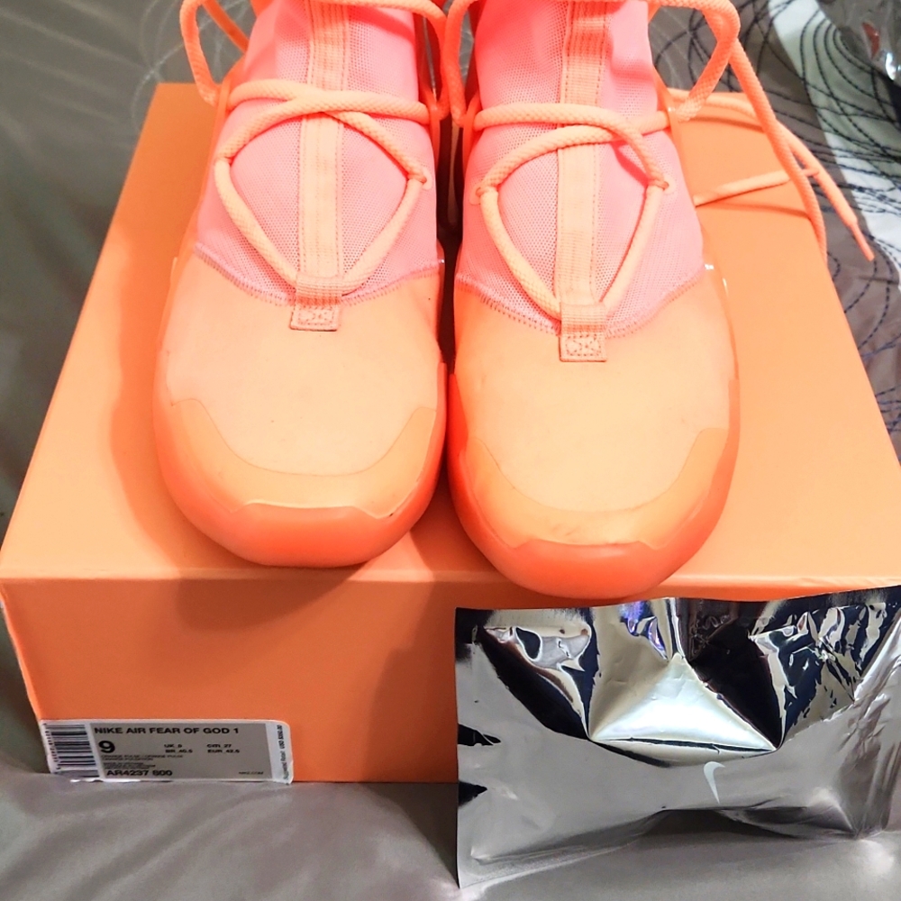 Nike Air Fear Of God 1 Orange Pulse, US Men size 9, US Women size 10.5
